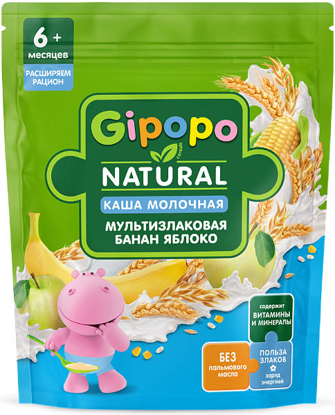 Каша молочная мультизлаковая банан, яблоко